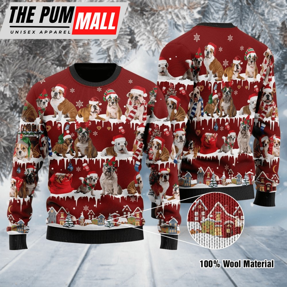 English Bulldog Ugly Christmas Sweater For Men & Women, Gift For Christmas
