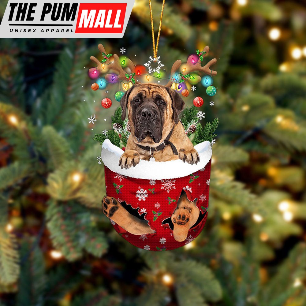 English Mastiff 1 In Snow Pocket Christmas Ornament – Two Sided Christmas Plastic Hanging Limited Edition