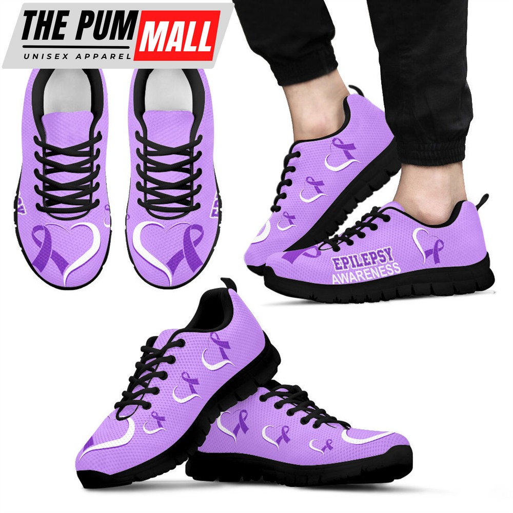 Epilepsy Awareness Shoes Heart Ribbon Men Sneaker Walking Shoes – Best Gift For Men And Women Malalan