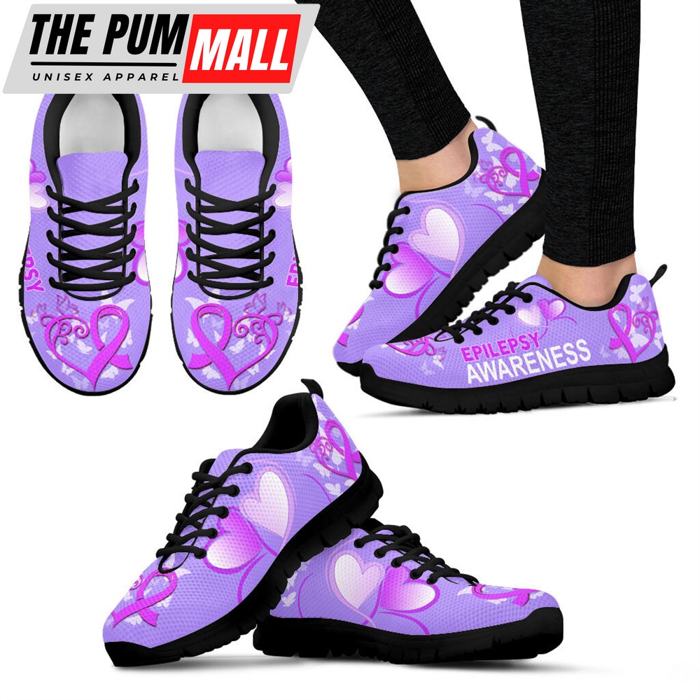 Epilepsy Awareness Shoes Heart Sneaker Walking Shoes – Best Gift For Men And Women – Shoes Gift For Adults