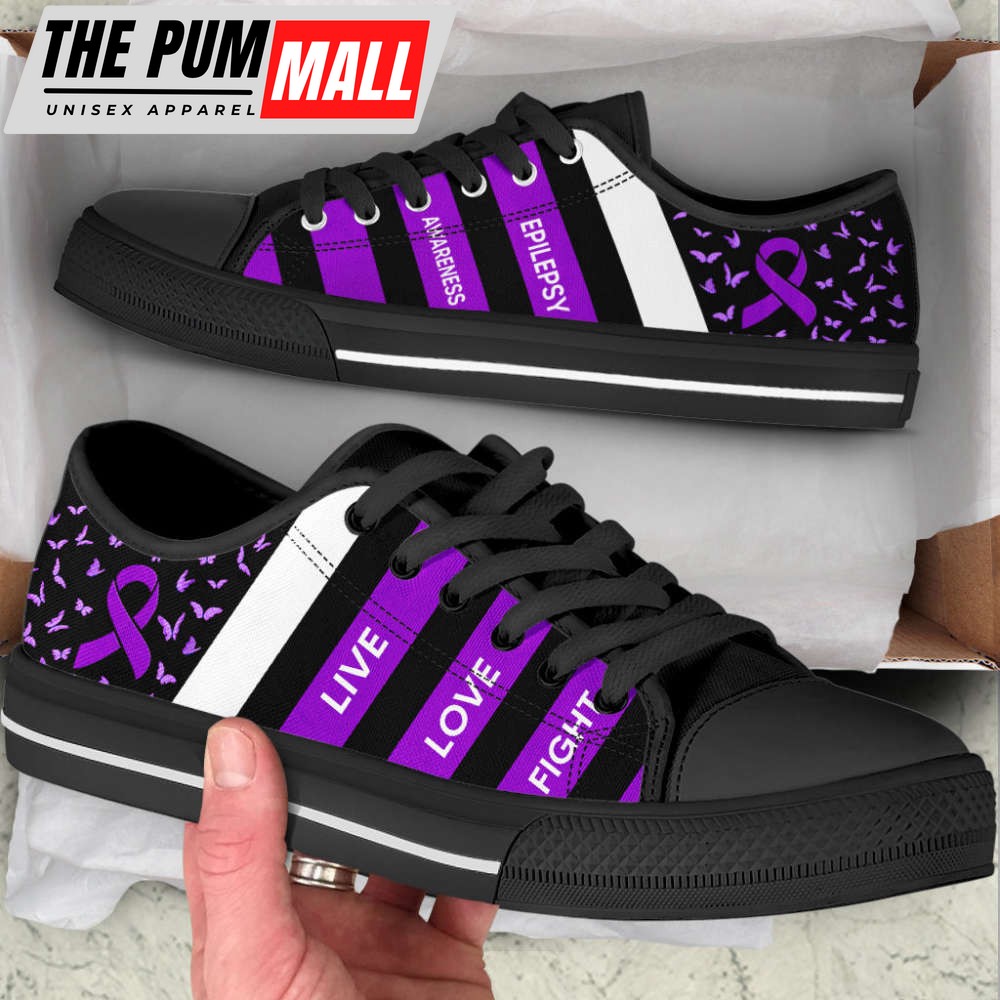 Epilepsy Shoes Plaid Low Top Shoes Canvas Shoes – Cancer Awareness