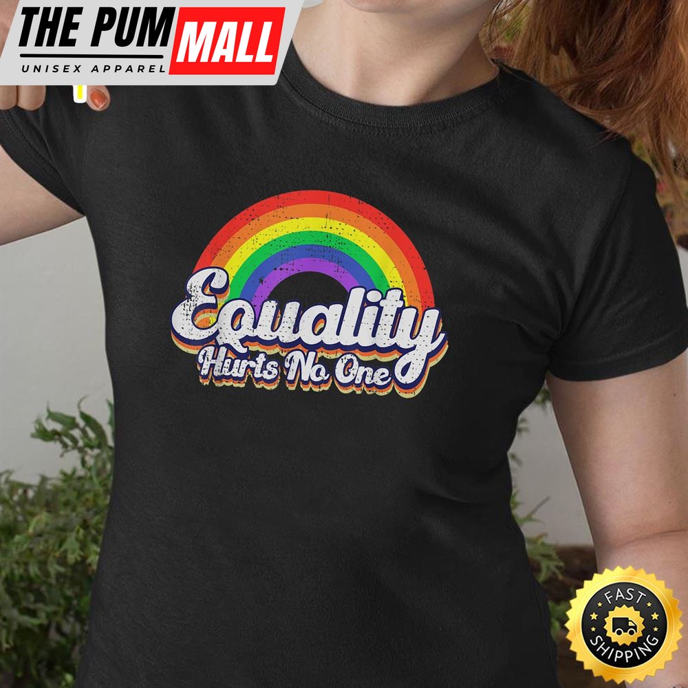 Equality Hurts No One LGBT Rainbow Retro Vintage LGBTQ Valentines Day T-shirt