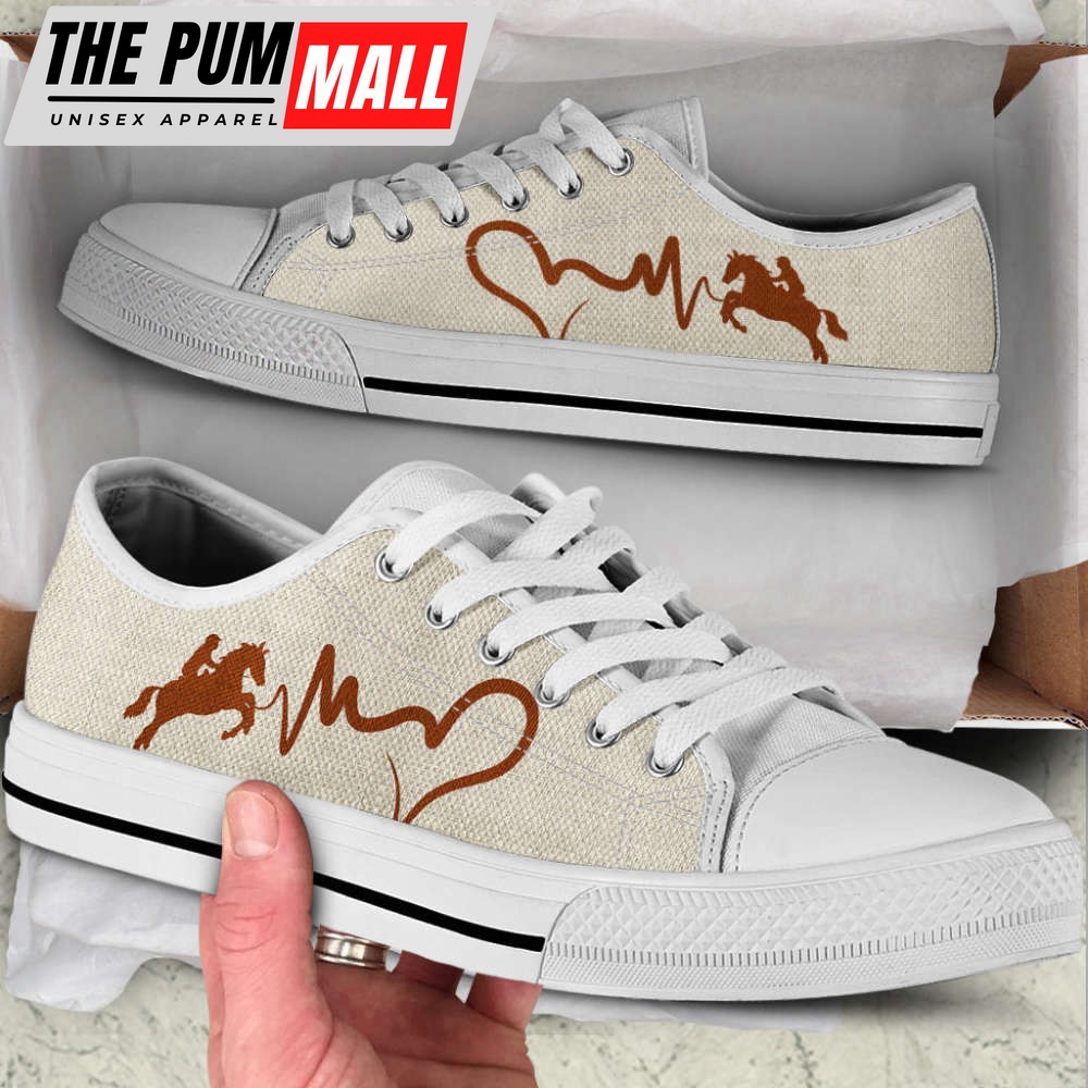 Equestrian Heartbeat Low Top Shoes Canvas Print Lowtop Casual Shoes Gift For Adults