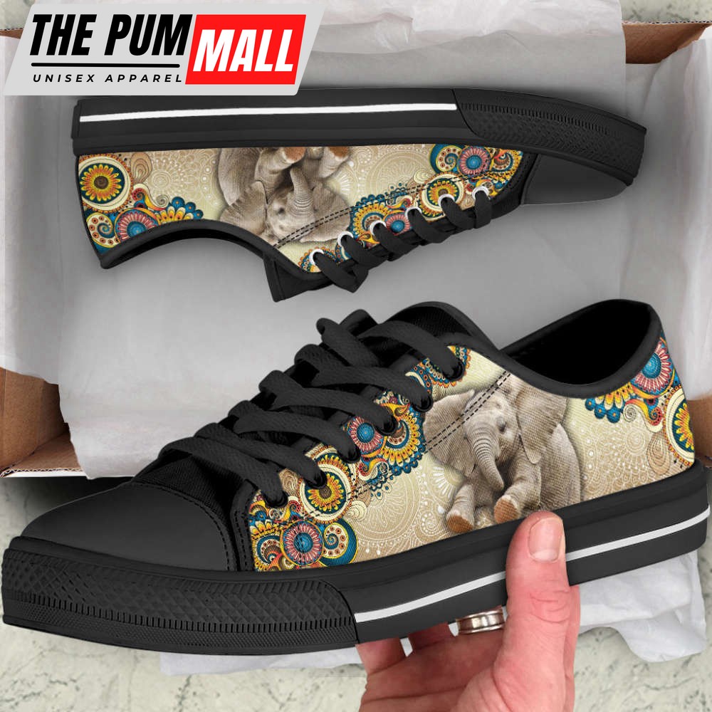 ethnic-floral-elephant-canvas-print-low-top-shoes-stylish-casual-5qf8l97x Ethnic Floral Elephant Canvas Print Low Top Shoes – Stylish Casual