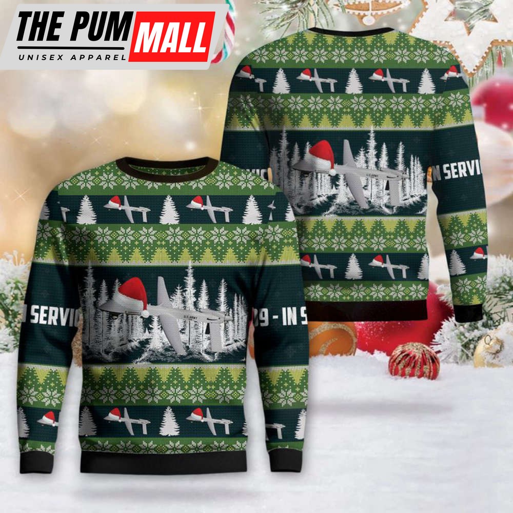 Exclusive Army MQ-1C Gray Eagle Christmas Sweater – 3D Gift for the Holidays