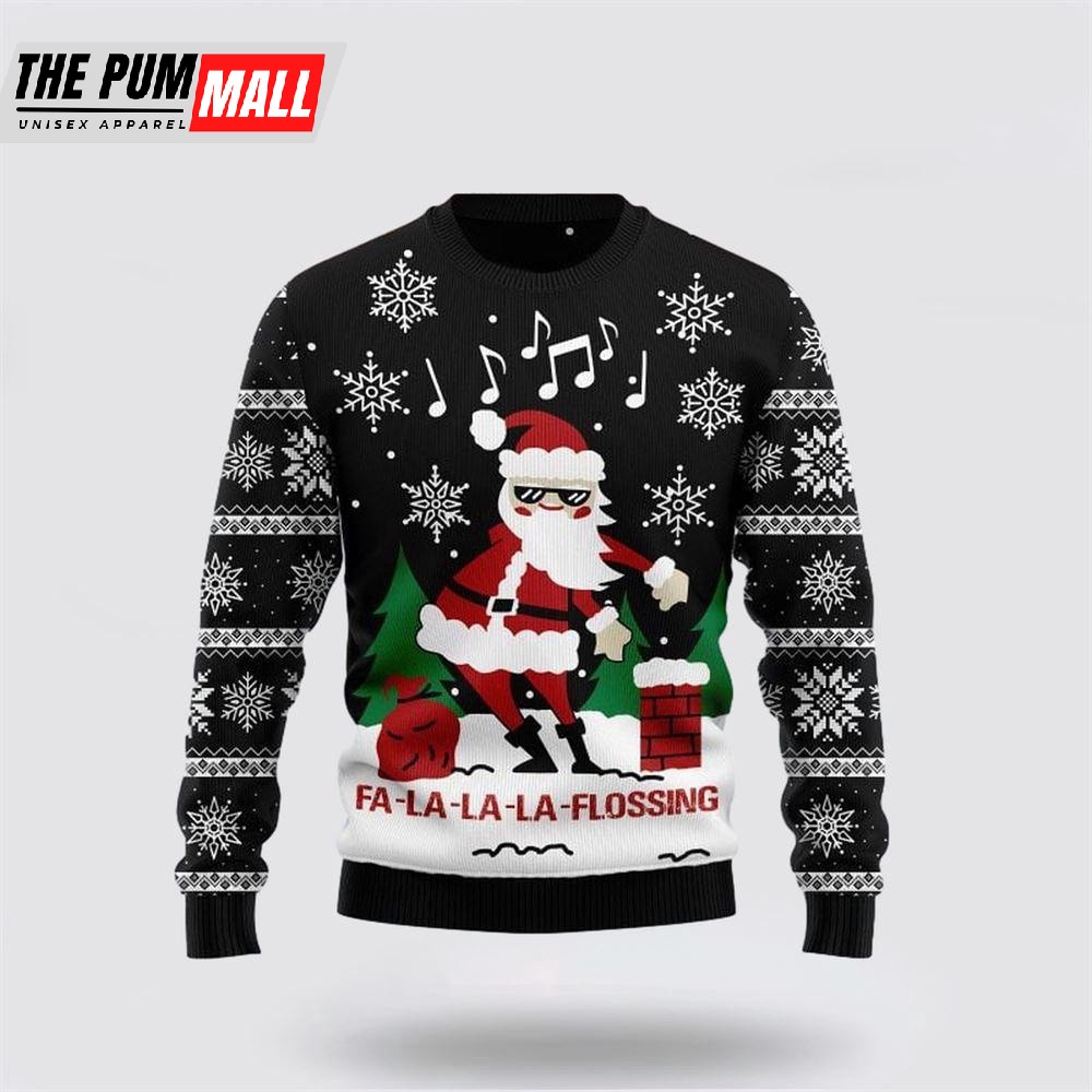 Fa La La La Flossing Santa Claus Ugly Christmas Sweater
