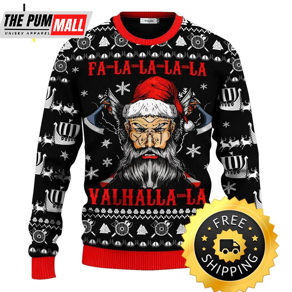 Falalalala Valhallala Cool Santa Viking Ugly Christmas Sweater