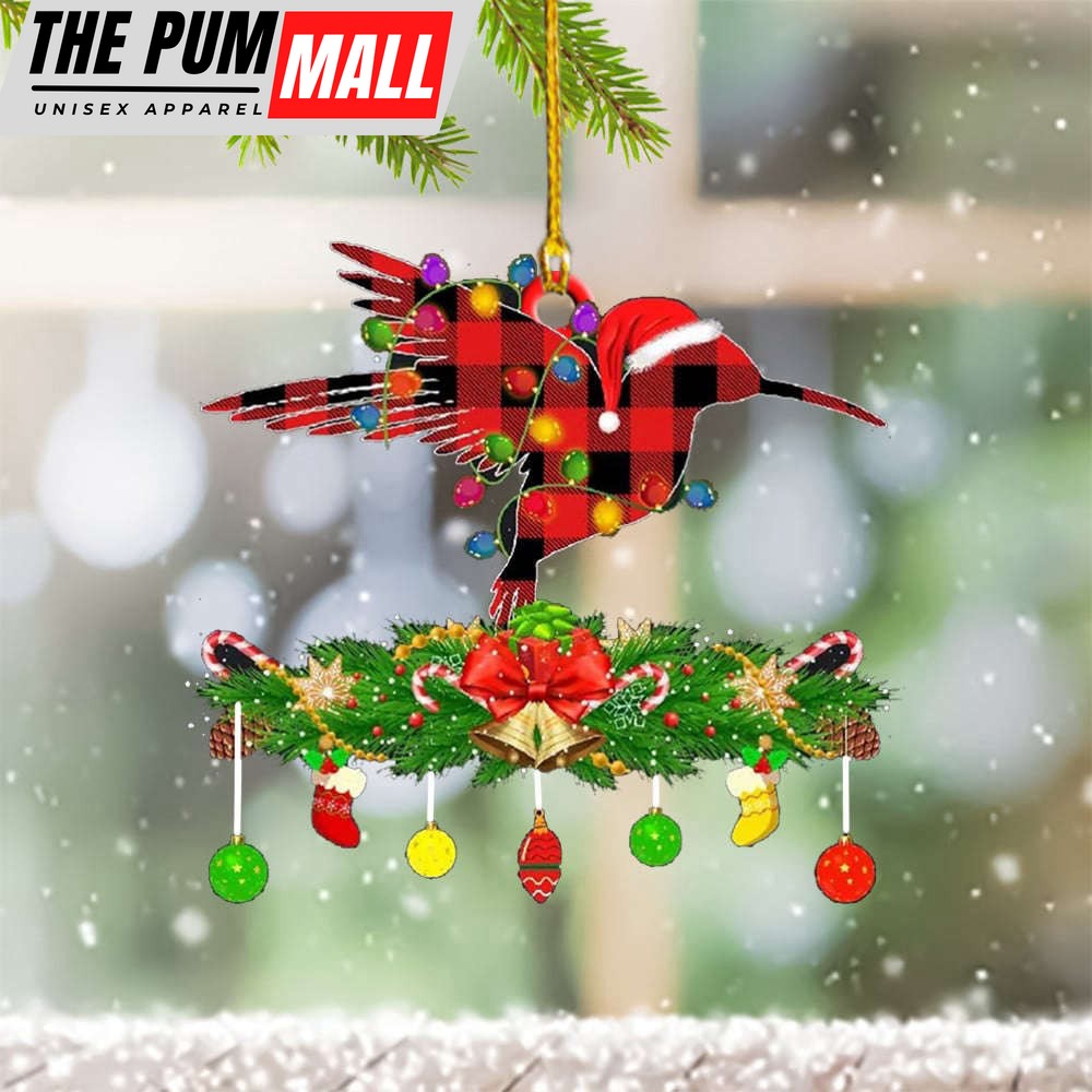 Family Matching Red Buffalo Plaid Hummingbird Christmas Ornament Decor Ideas 2023 Limited Edition