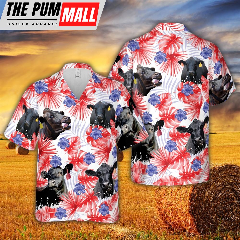 Farm Hawaiian Shirt, American Colors Black Angus All Printed 3D Hawaiian Shirt For Men And Women, Animal Hawaiian Shirt
