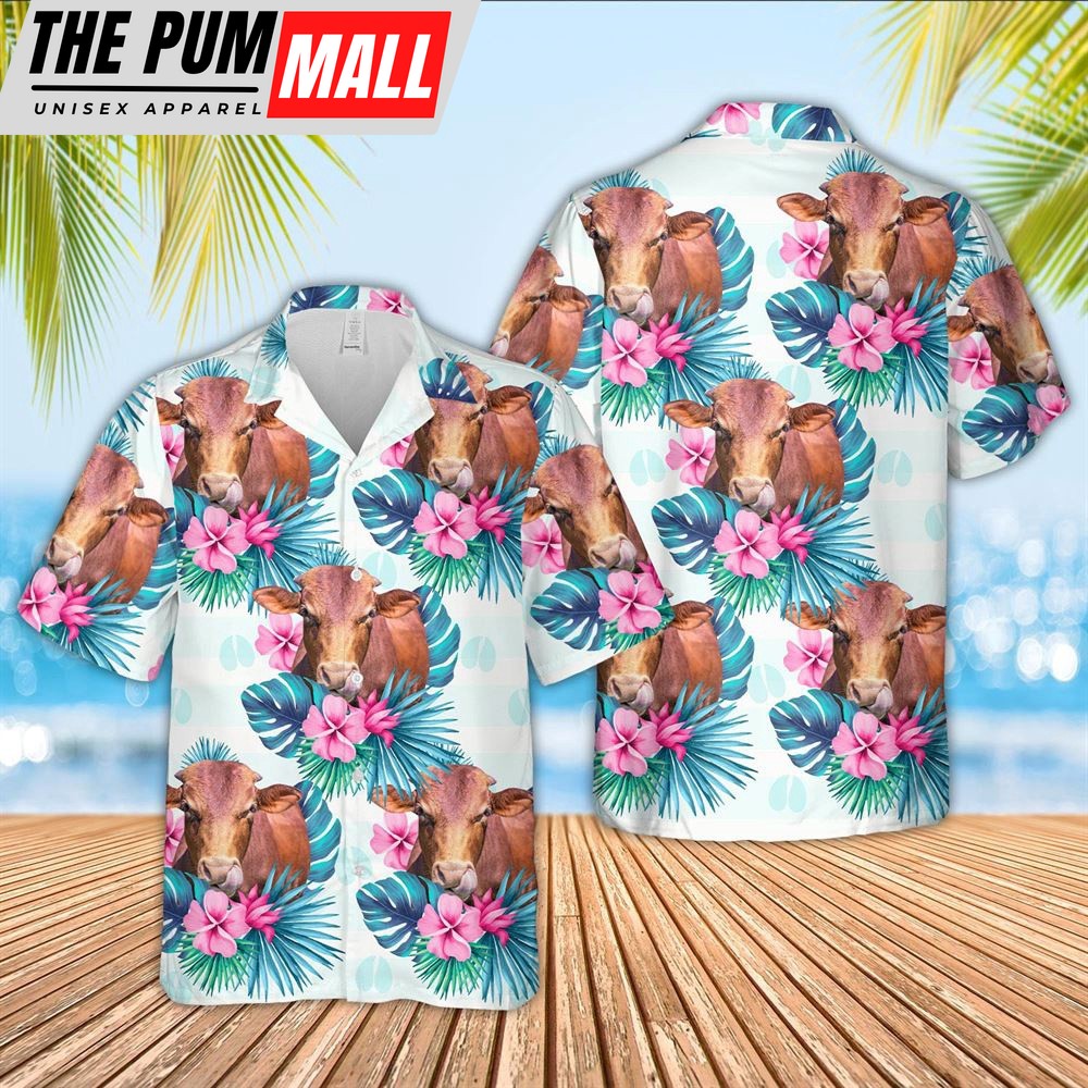 Farm Hawaiian Shirt, Beefmaster Foot Sign Pattern 3D Hawaiian Shirt, Animal Hawaiian Shirt