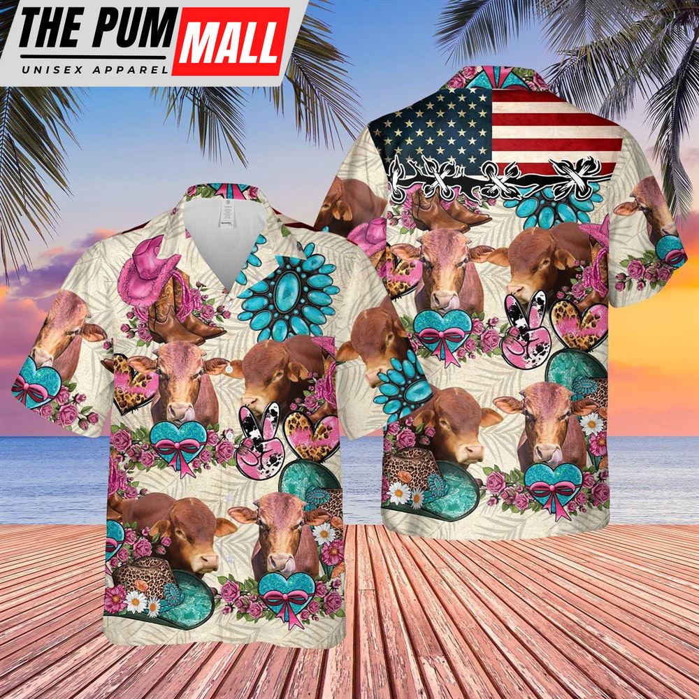 Farm Hawaiian Shirt, Beefmaster Happiness Flowers 3D Hawaiian Shirt, Animal Hawaiian Shirt