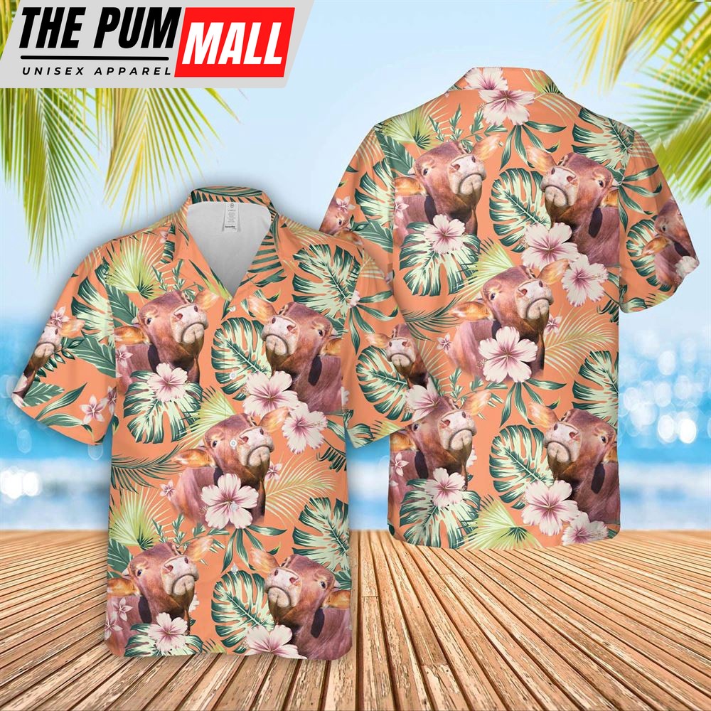 Farm Hawaiian Shirt, Beefmaster Summer Happiness Floral Farm 3D Hawaiian Shirt, Animal Hawaiian Shirt