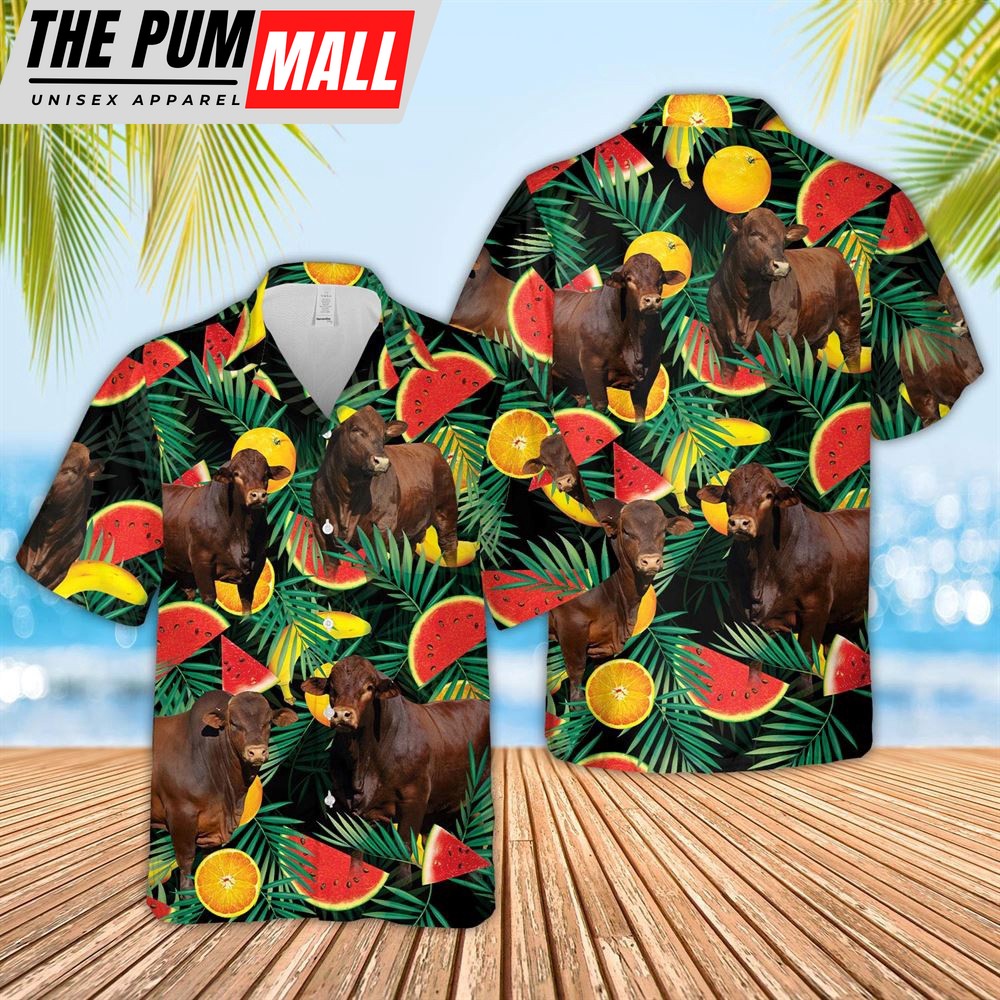 Farm Hawaiian Shirt, Beefmaster Watermelon Hawaiian Shirt, Animal Hawaiian Shirt