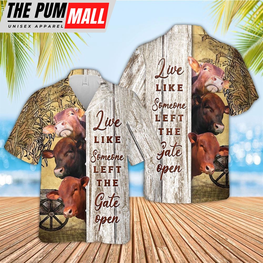 Farm Hawaiian Shirt, Beefmaster Woods Pattern Hawaiian Shirt, Animal Hawaiian Shirt