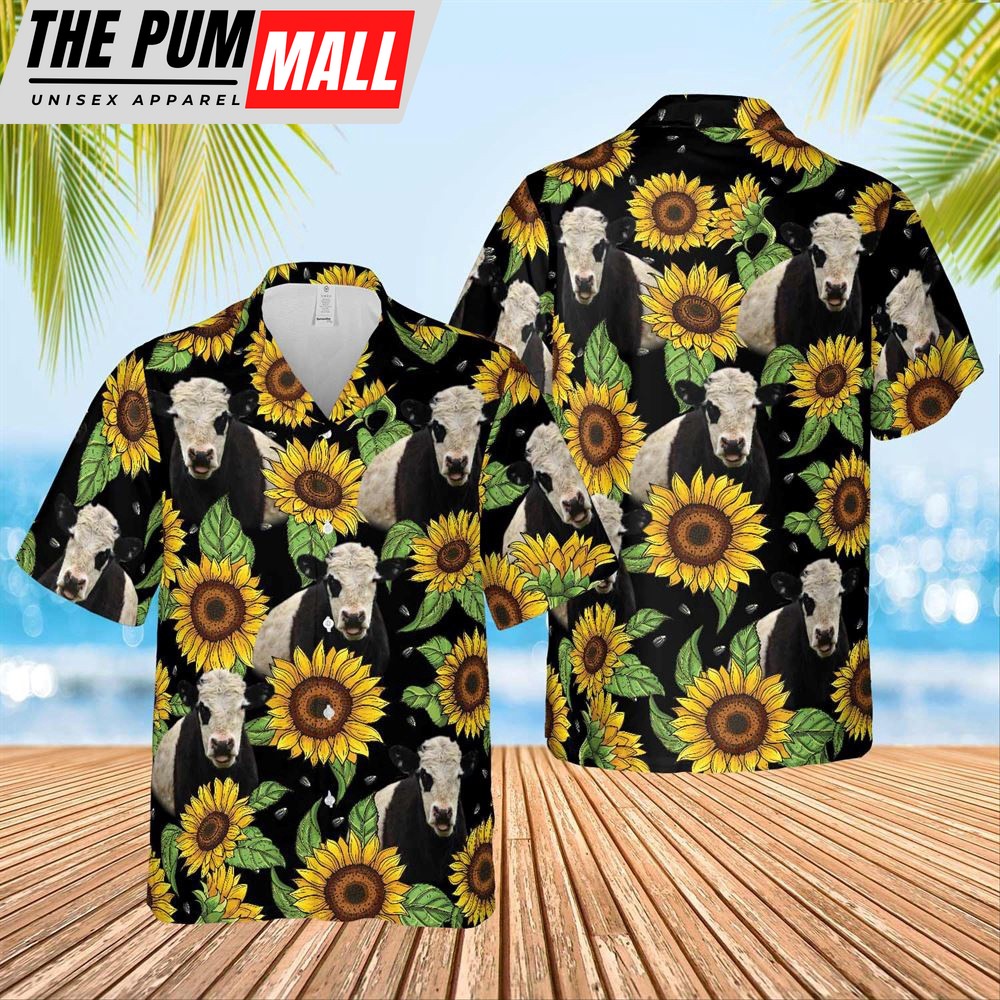 Farm Hawaiian Shirt, Belted Galloway Sunflower Hawaiian Shirt 2023, Animal Hawaiian Shirt