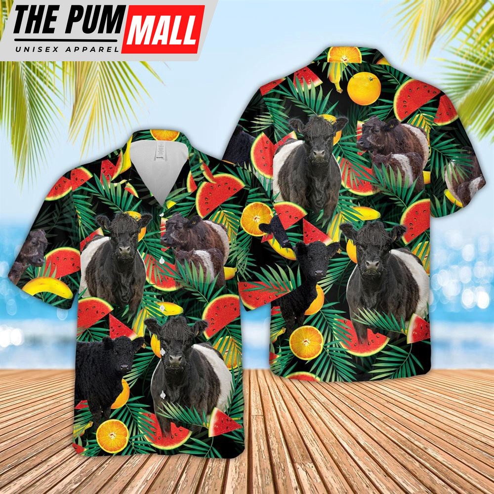 Farm Hawaiian Shirt, Belted Galloway Watermelon Hawaiian Shirt, Animal Hawaiian Shirt