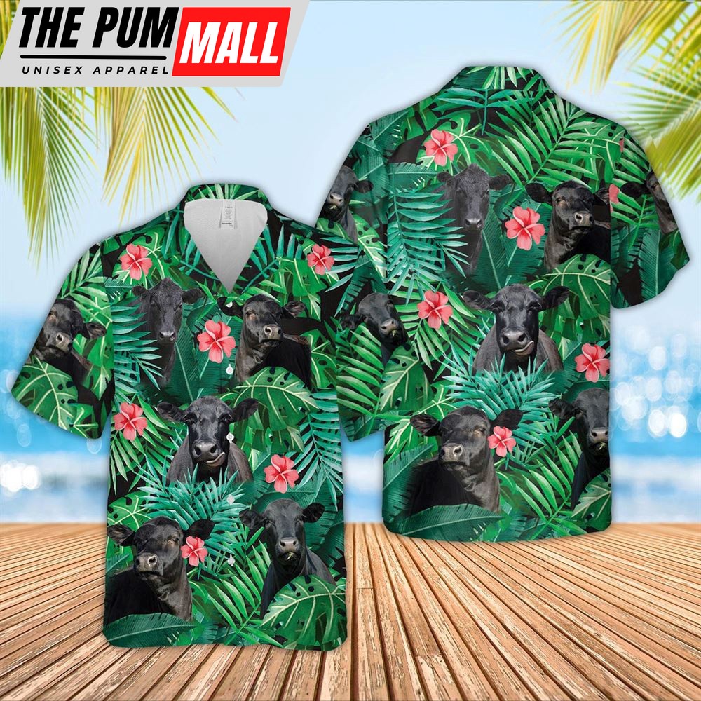 Farm Hawaiian Shirt, Black Angus 3D Hawaiian Shirt, Animal Hawaiian Shirt