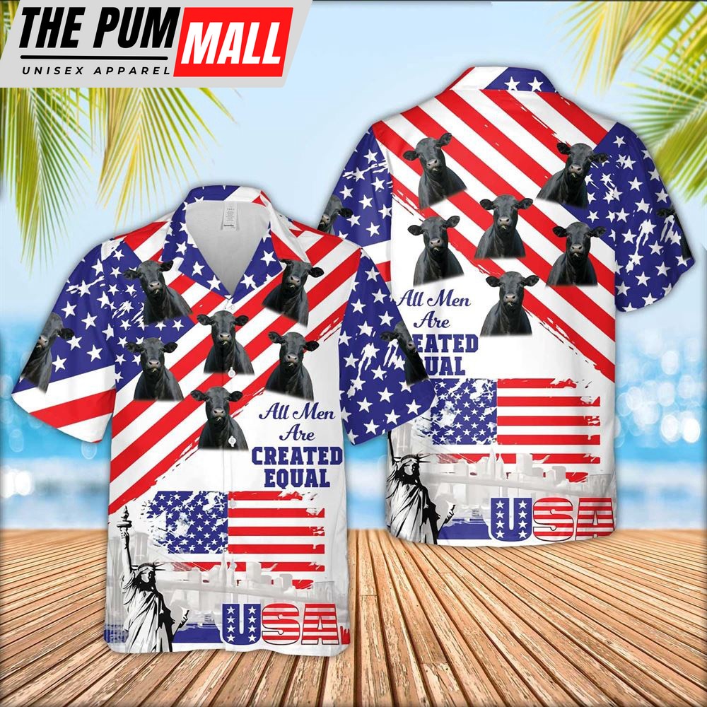 Farm Hawaiian Shirt, Black Angus Are Men Are Created Equal 3D Hawaiian Shirt, Animal Hawaiian Shirt