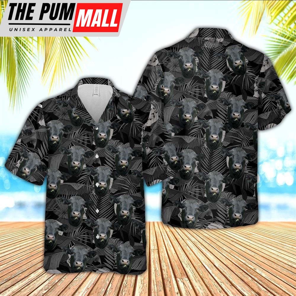 Farm Hawaiian Shirt, Black Angus Cattle Black Hawaiian Shirts, Animal Hawaiian Shirt