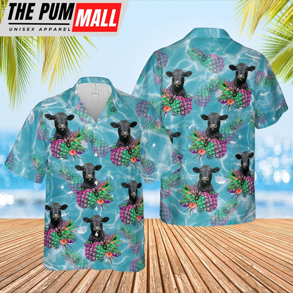 Farm Hawaiian Shirt, Black Angus Hawaiian Light Blue Shirts, Animal Hawaiian Shirt