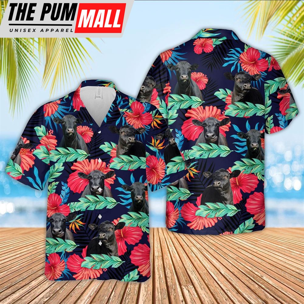 Farm Hawaiian Shirt, Black Angus Hawaiian Shirts, Animal Hawaiian Shirt