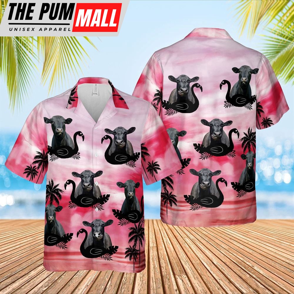 Farm Hawaiian Shirt, Black Angus Pink Hawaiian Shirts, Animal Hawaiian Shirt