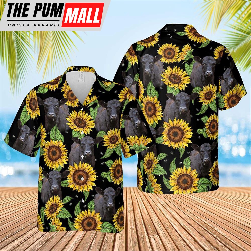 Farm Hawaiian Shirt, Black Angus Sunflower Hawaiian Shirt 2023, Animal Hawaiian Shirt