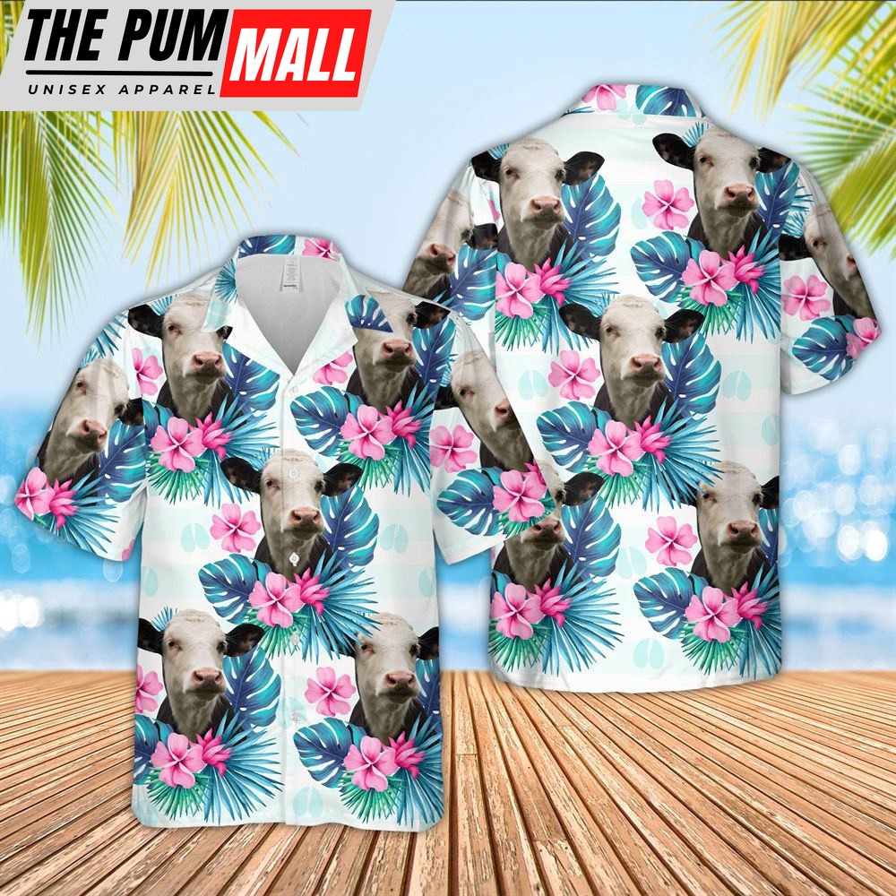Farm Hawaiian Shirt, Black Baldy Foot Sign Pattern 3D Hawaiian Shirt, Animal Hawaiian Shirt