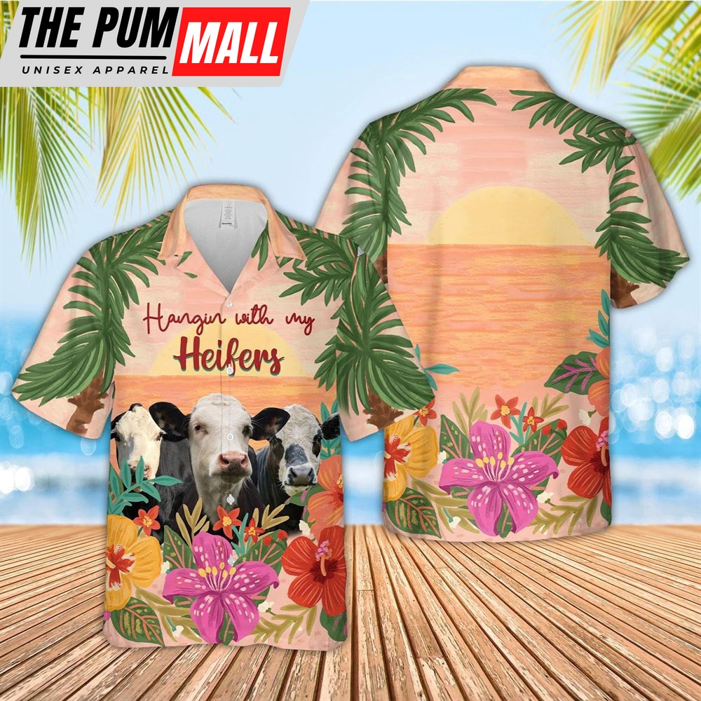 Farm Hawaiian Shirt, Black Baldy Hangin With My Heifers 3D Hawaiian Shirt, Animal Hawaiian Shirt