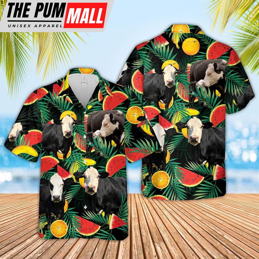 Farm Hawaiian Shirt, Black Baldy Watermelon Hawaiian Shirt, Animal Hawaiian Shirt