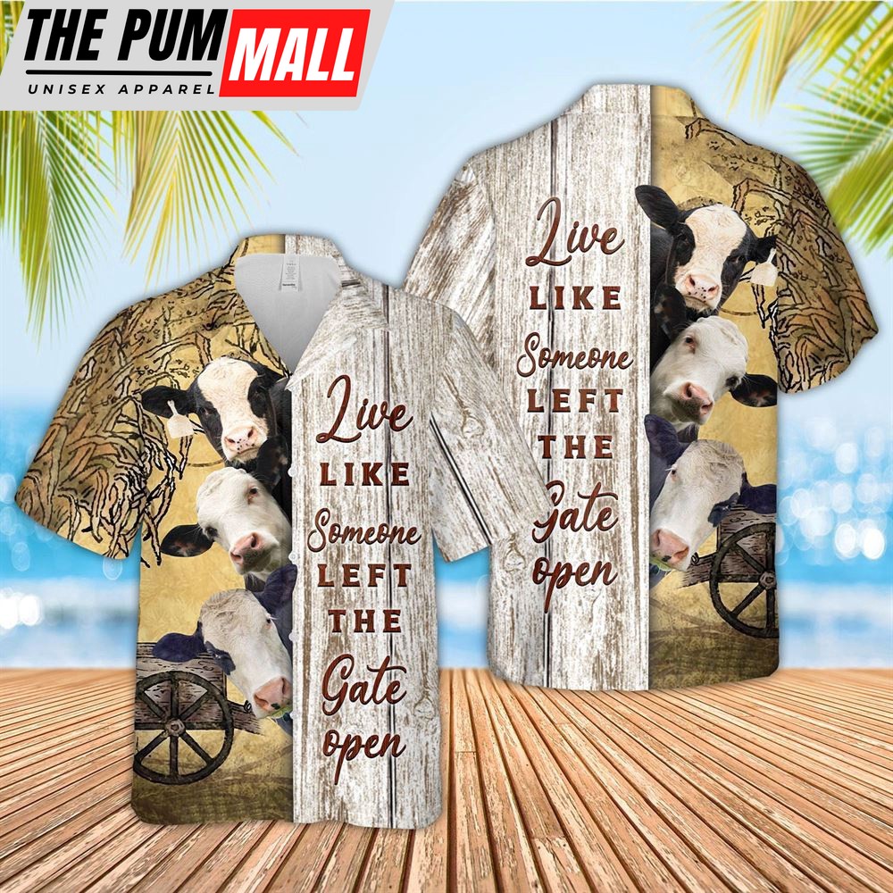 Farm Hawaiian Shirt, Black Baldy Woods Pattern Hawaiian Shirt, Animal Hawaiian Shirt