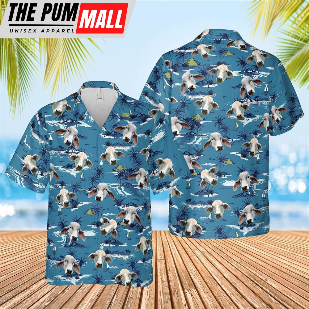 Farm Hawaiian Shirt, Brahman Cattle Hawaiian Shirt, Animal Hawaiian Shirt