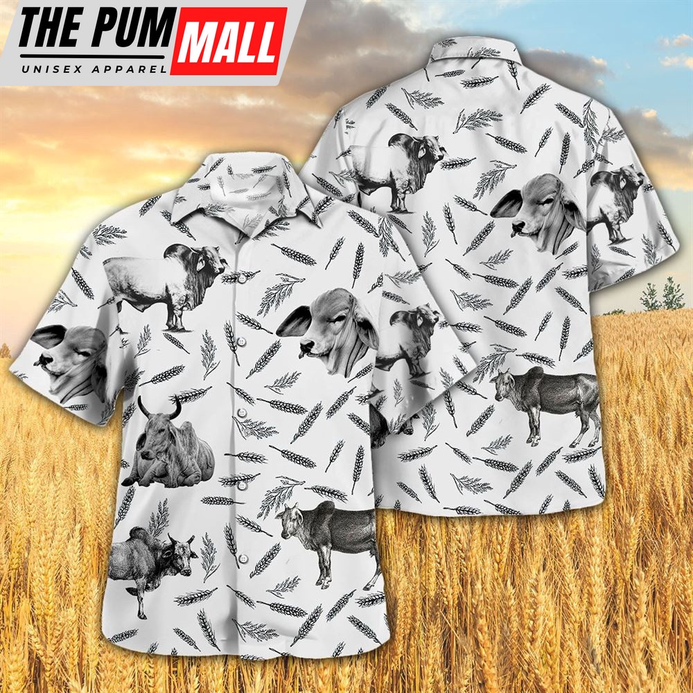 Farm Hawaiian Shirt, Brahman Pattern All Printed 3D Hawaiian Shirt For Men And Women, Animal Hawaiian Shirt