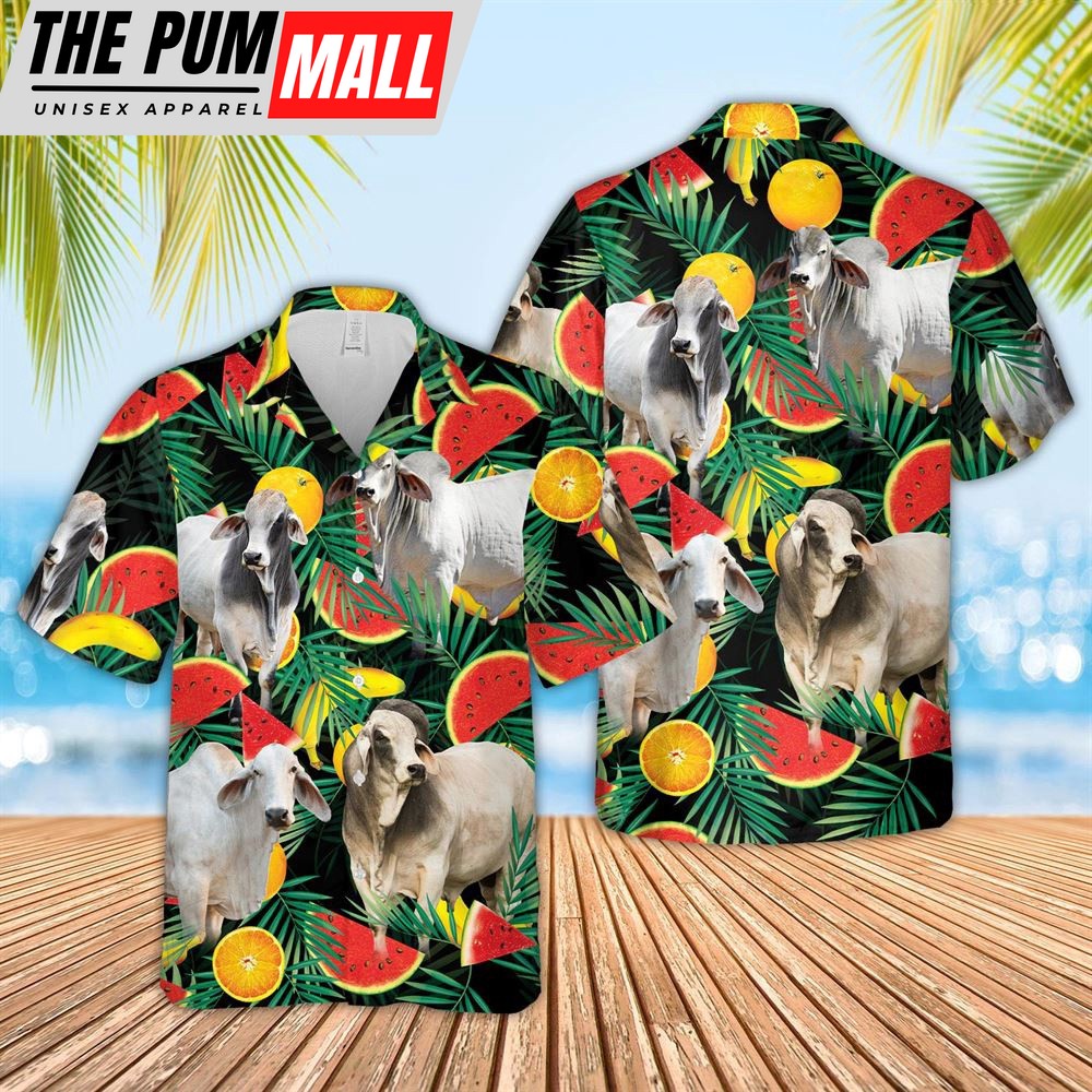 Farm Hawaiian Shirt, Brahman Watermelon Hawaiian Shirt, Animal Hawaiian Shirt