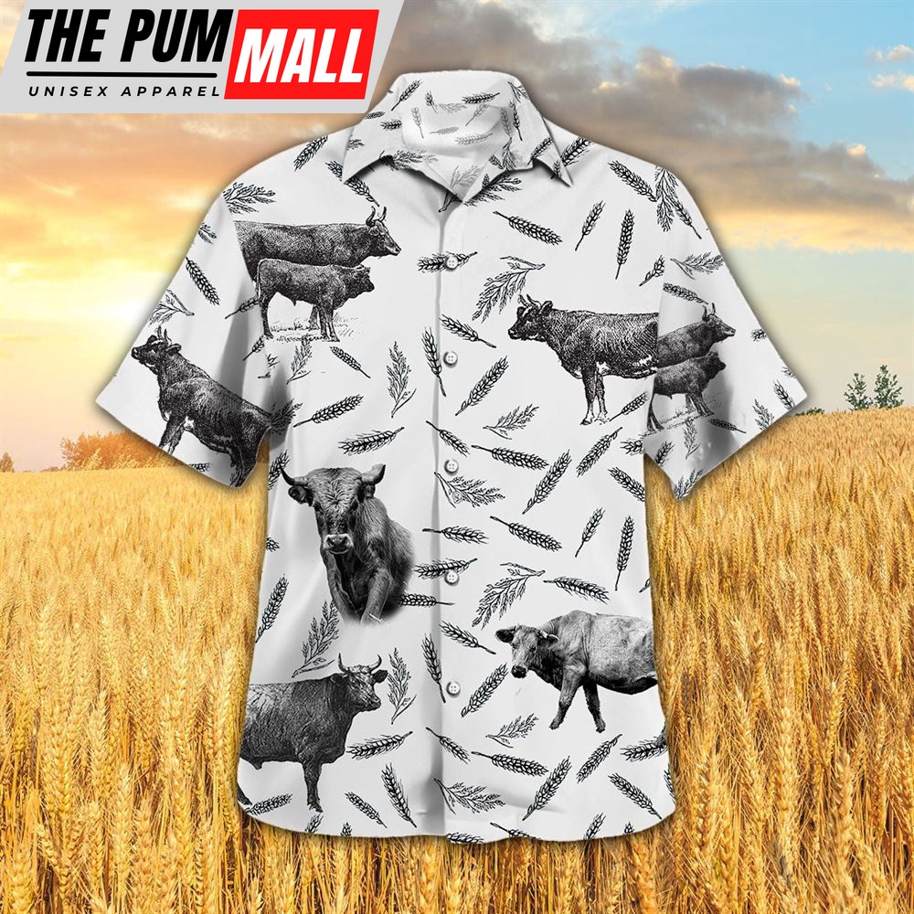 Farm Hawaiian Shirt, Charolais Pattern All Printed 3D Hawaiian Shirt, Animal Hawaiian Shirt