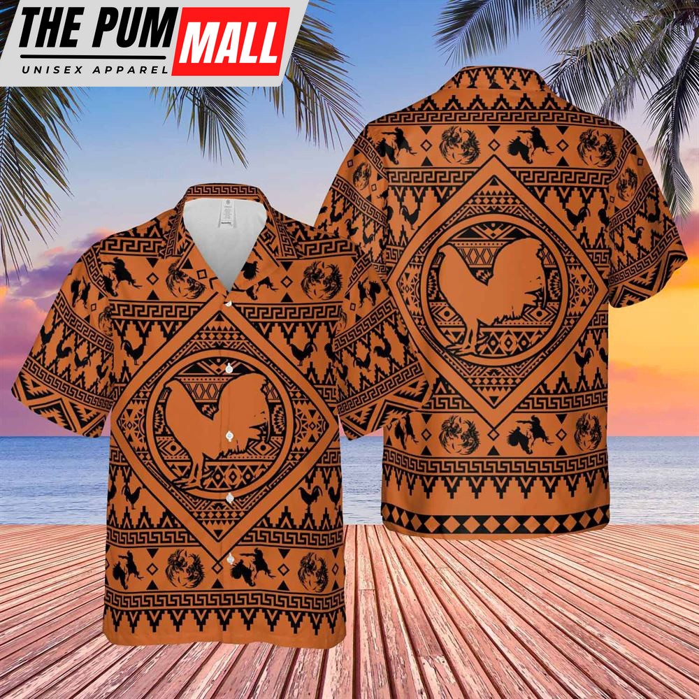 Farm Hawaiian Shirt, Chicken Boho Pattern Hawaiian Shirt, Animal Hawaiian Shirt