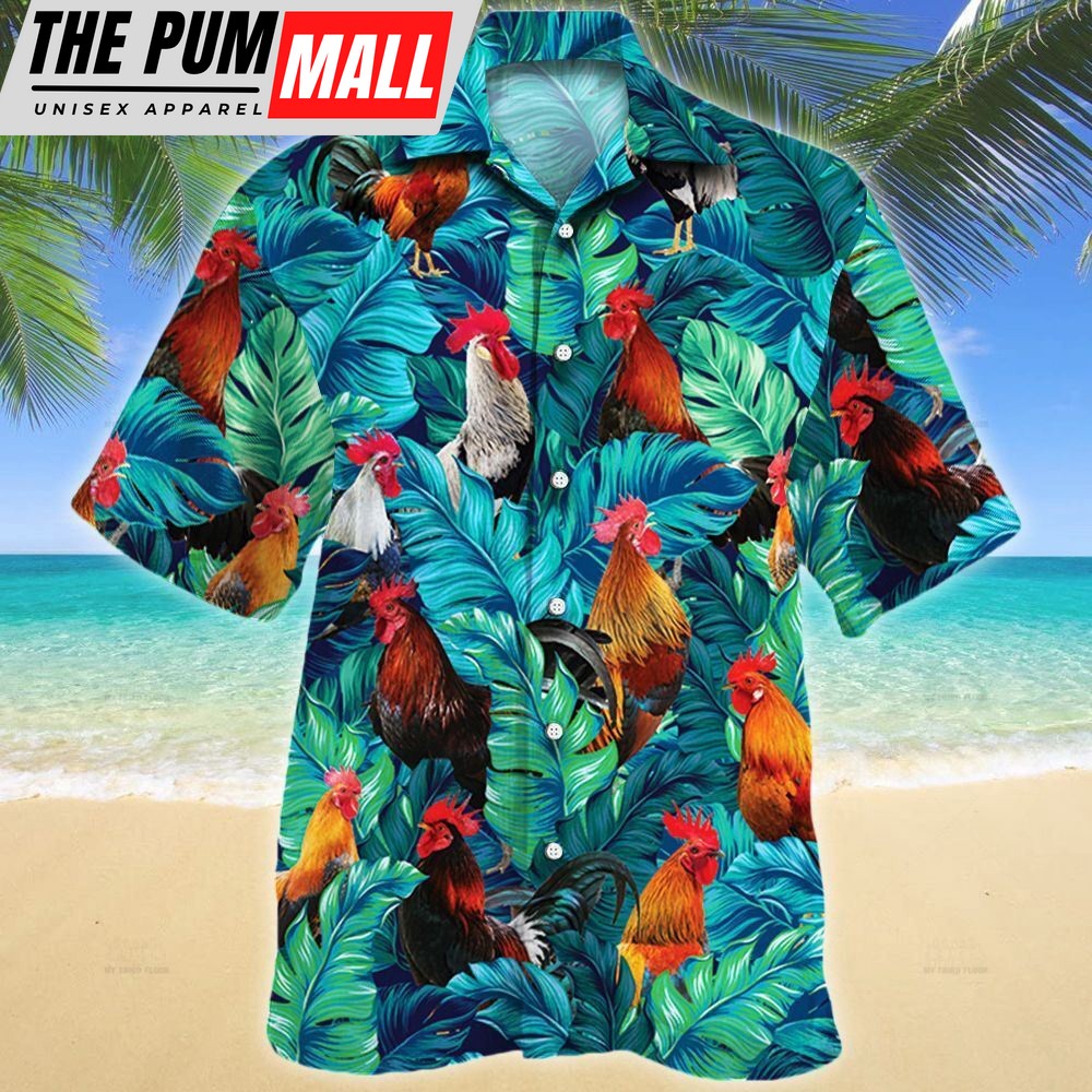 Farm Hawaiian Shirt, Chicken Leaf Hawaiian Shirt, Animal Hawaiian Shirt