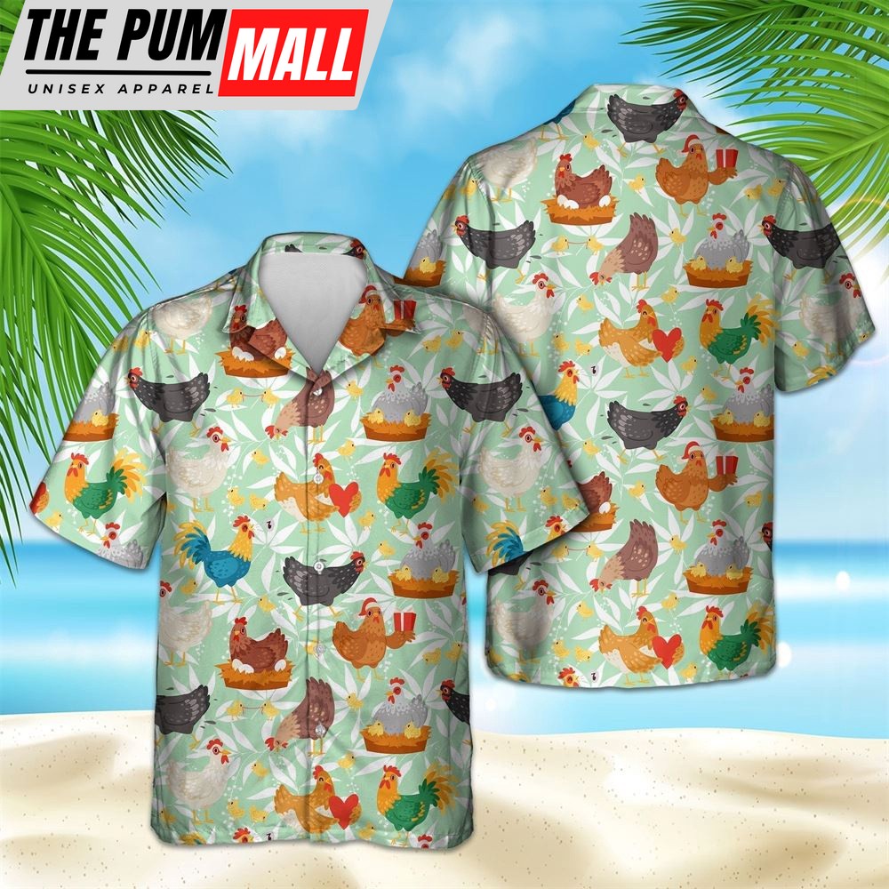 Farm Hawaiian Shirt, Chicken Pattern Hawaiian Shirt For Men And Women, Animal Hawaiian Shirt