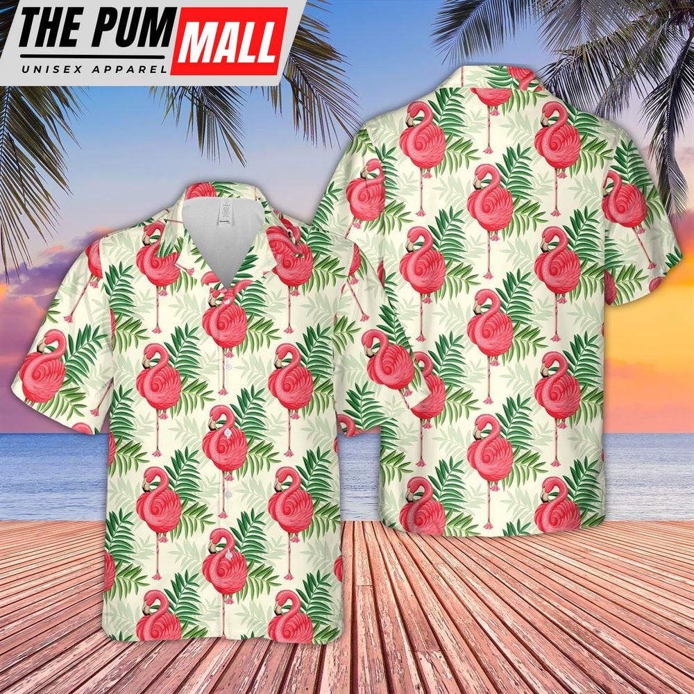 Farm Hawaiian Shirt, Colorful Flamingo Pattern Hawaiian Shirt, Animal Hawaiian Shirt