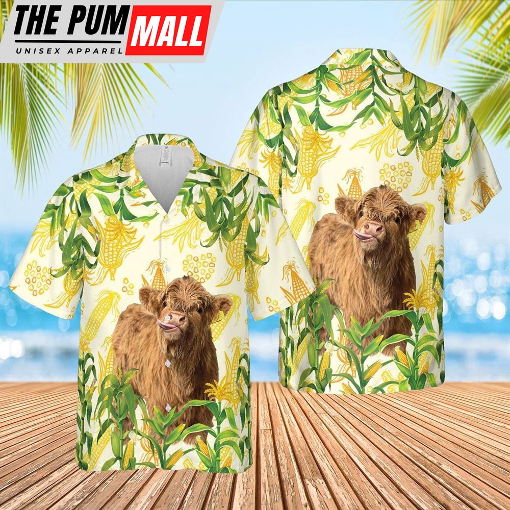 Farm Hawaiian Shirt, Corn Farm Highlands All Over Printed 3D Hawaiian Shirt, Animal Hawaiian Shirt