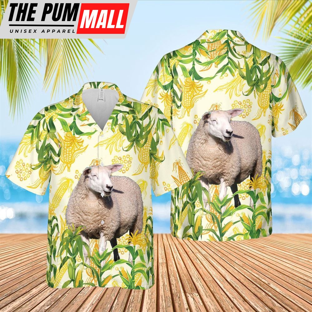 Farm Hawaiian Shirt, Corn Farm Sheep All Over Printed 3D Hawaiian Shirt, Animal Hawaiian Shirt