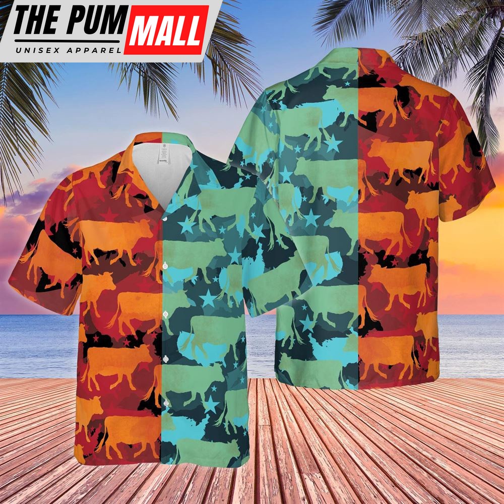 Farm Hawaiian Shirt, Cow Camo Hot And Cold All Over Printed 3D Hawaiian Shirt, Animal Hawaiian Shirt
