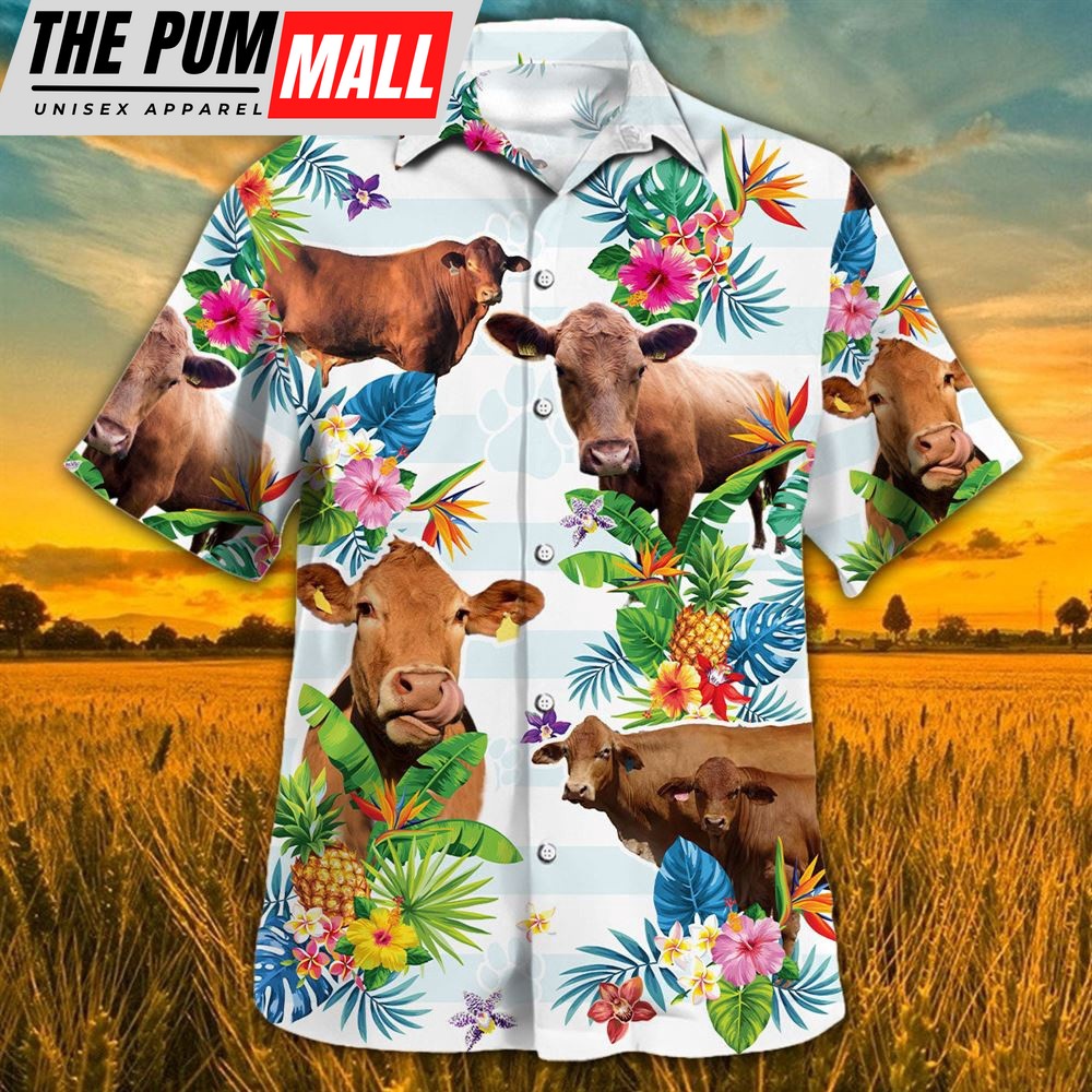 Farm Hawaiian Shirt, Cow Hawaiian Theme Plants Pineapple All Over Printed 3D Hawaiian Shirt, Animal Hawaiian Shirt