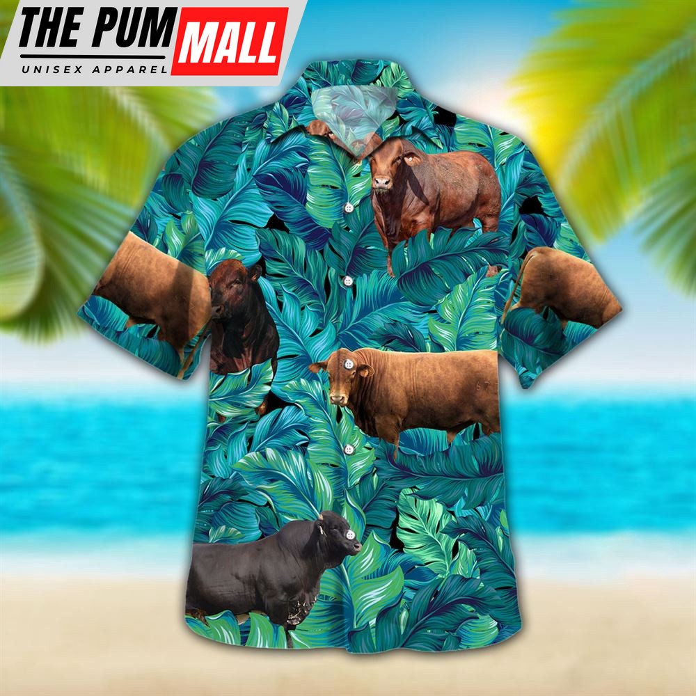 Farm Hawaiian Shirt, Cow Tropical Hawaiian Palm Leaves All Over Printed 3D Hawaiian Shirt, Animal Hawaiian Shirt