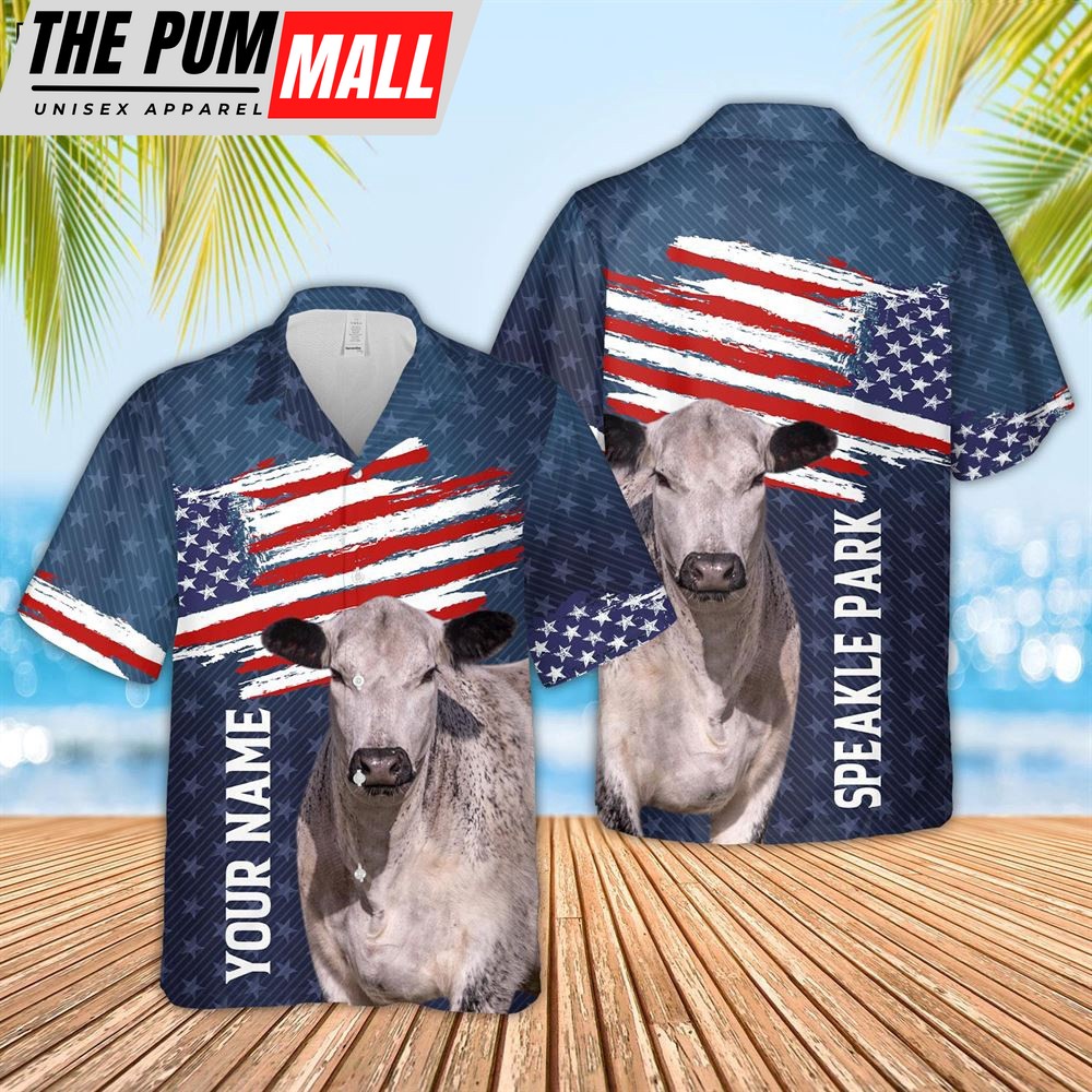 Farm Hawaiian Shirt, Custom Name Speakle Park Us Flag Pattern 3D Hawaiian Shirt, Animal Hawaiian Shirt