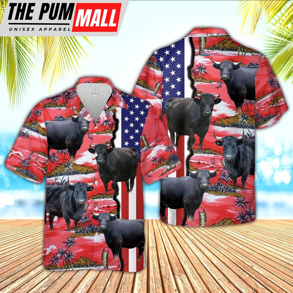 Farm Hawaiian Shirt, Dexter American Flag Farming 3D Hawaiian Shirt, Animal Hawaiian Shirt