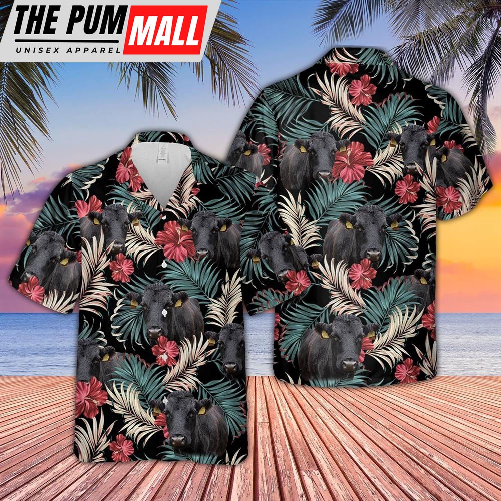 Farm Hawaiian Shirt, Dexter Dark Red Flowers Pattern Hawaiian Shirt, Animal Hawaiian Shirt