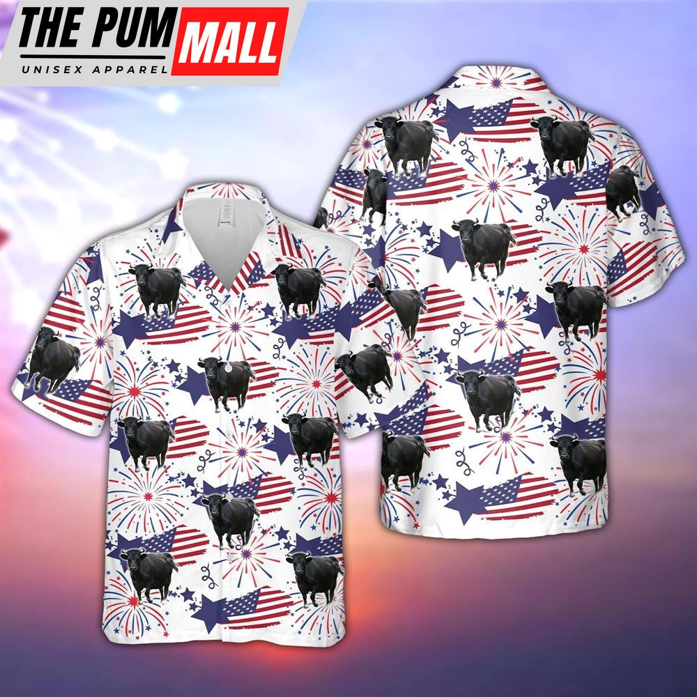 Farm Hawaiian Shirt, Dexter Happy Firework Flag Hawaiian Shirt, Summer Gift, Animal Hawaiian Shirt