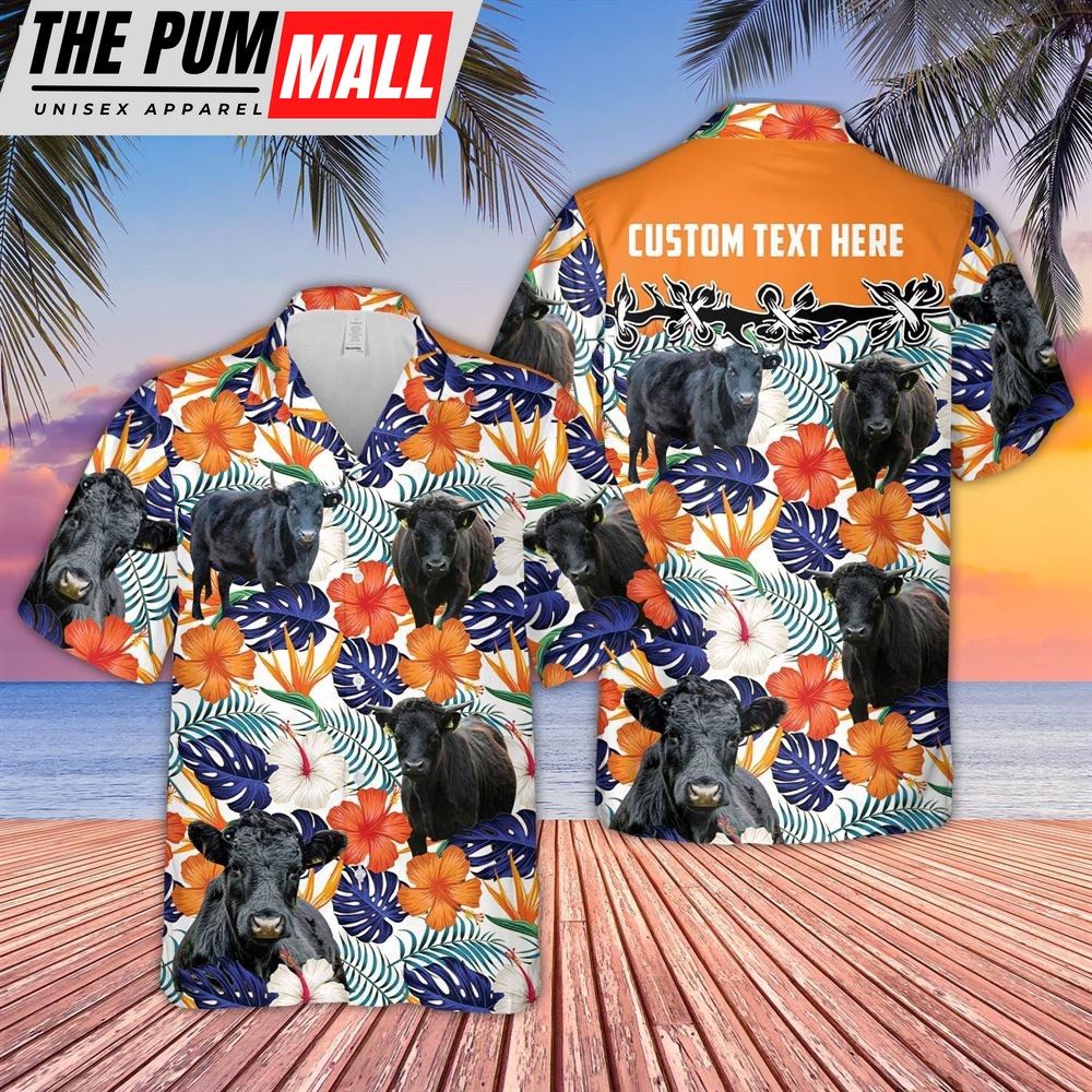 Farm Hawaiian Shirt, Dexter Hibiscus Blue Floral Custom Name 3D Hawaiian Shirt, Animal Hawaiian Shirt