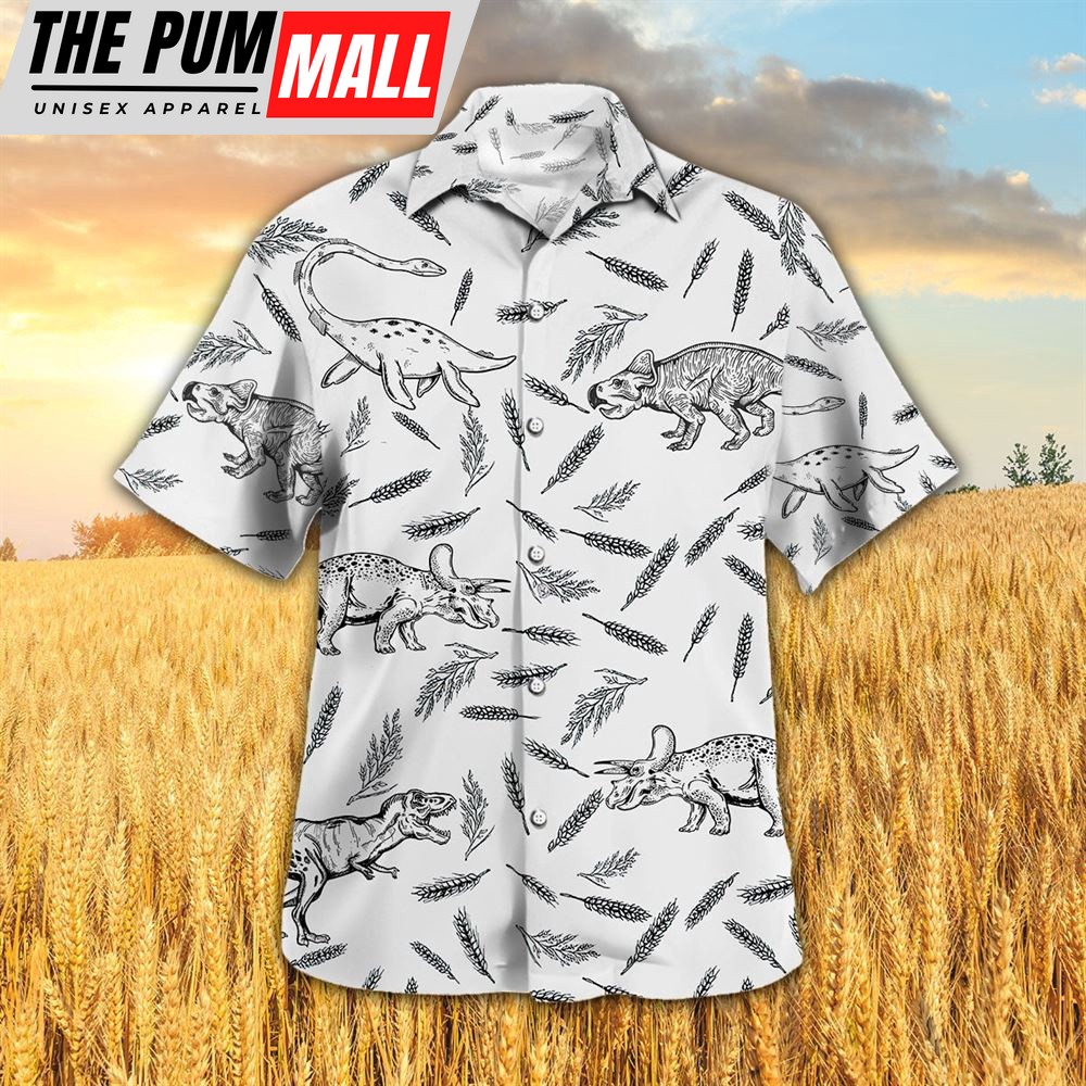 Farm Hawaiian Shirt, Dinosaur Pattern All Printed 3D Hawaiian Shirt, Animal Hawaiian Shirt